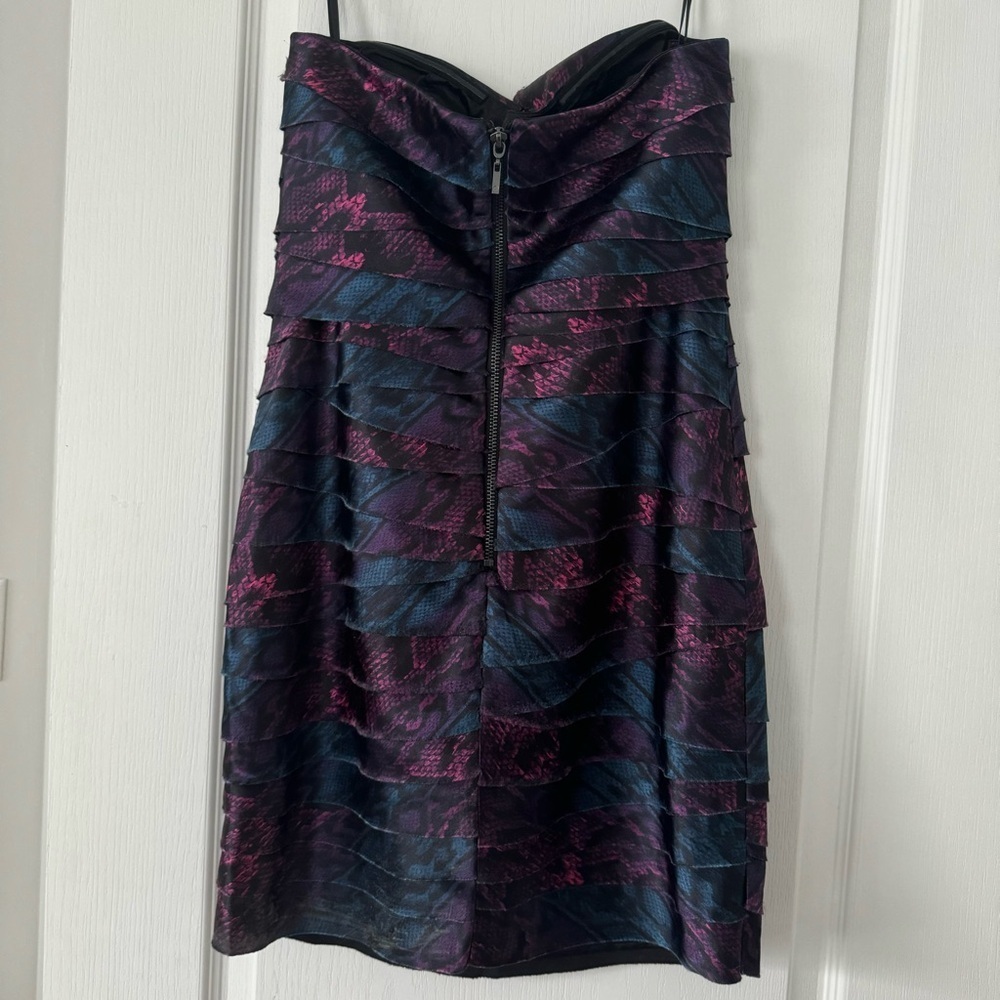 Bebe layered Dress snakeskin animal print strapless - Picture 3 of 5